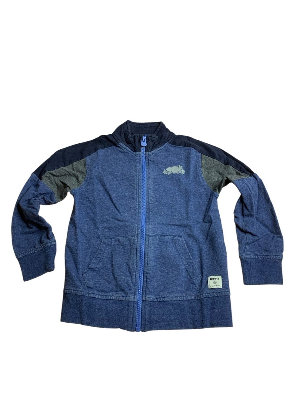 Roots Kids Blue & Grey Colorblock Full-Zip Hoodie - Size 5T